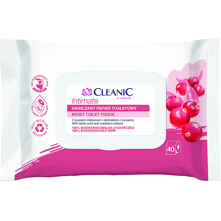 Изображение товара CLEANIC Intimate Влажная туалетная бумага 2в1, 40 шт.