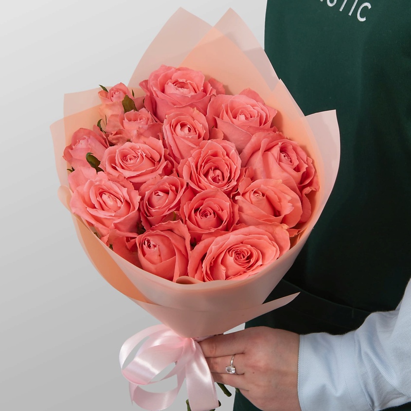 Изображение товара Букет роз из Кении Дыхание зари 15 шт - элегантный подарок и украшение интерьера