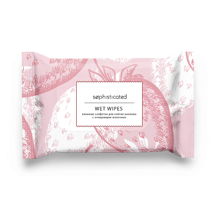 Изображение товара Влажные салфетки для снятия макияжа с молочком клубника со сливками 15 шт