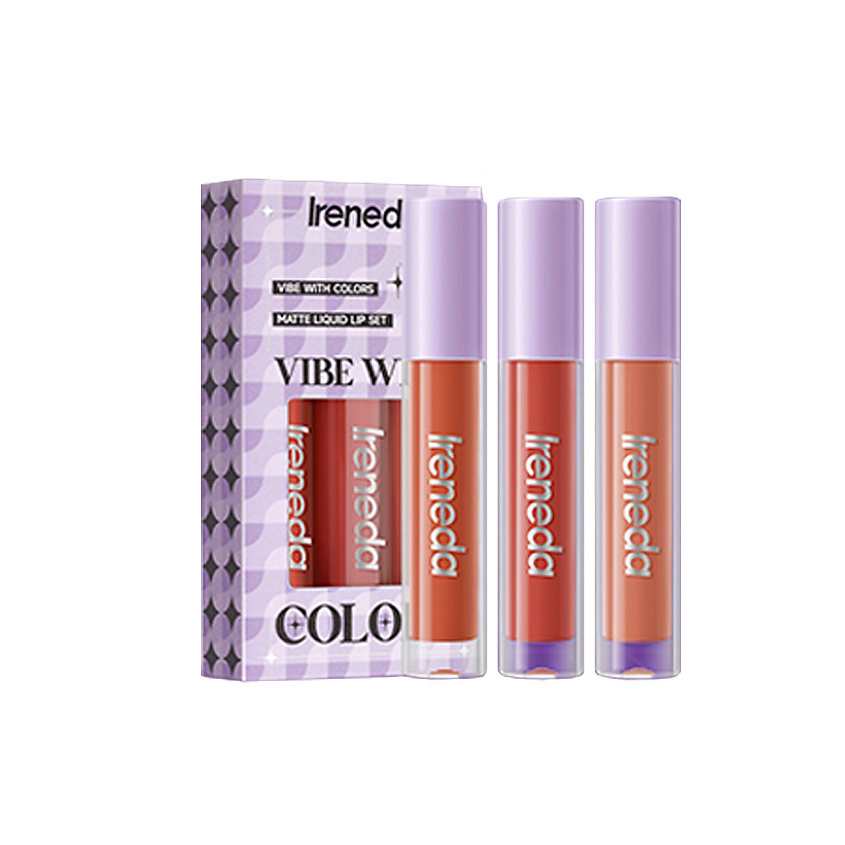 Изображение товара IRENEDA Набор матовых жидких помад для губ, №OR01, Оранжевое настроение