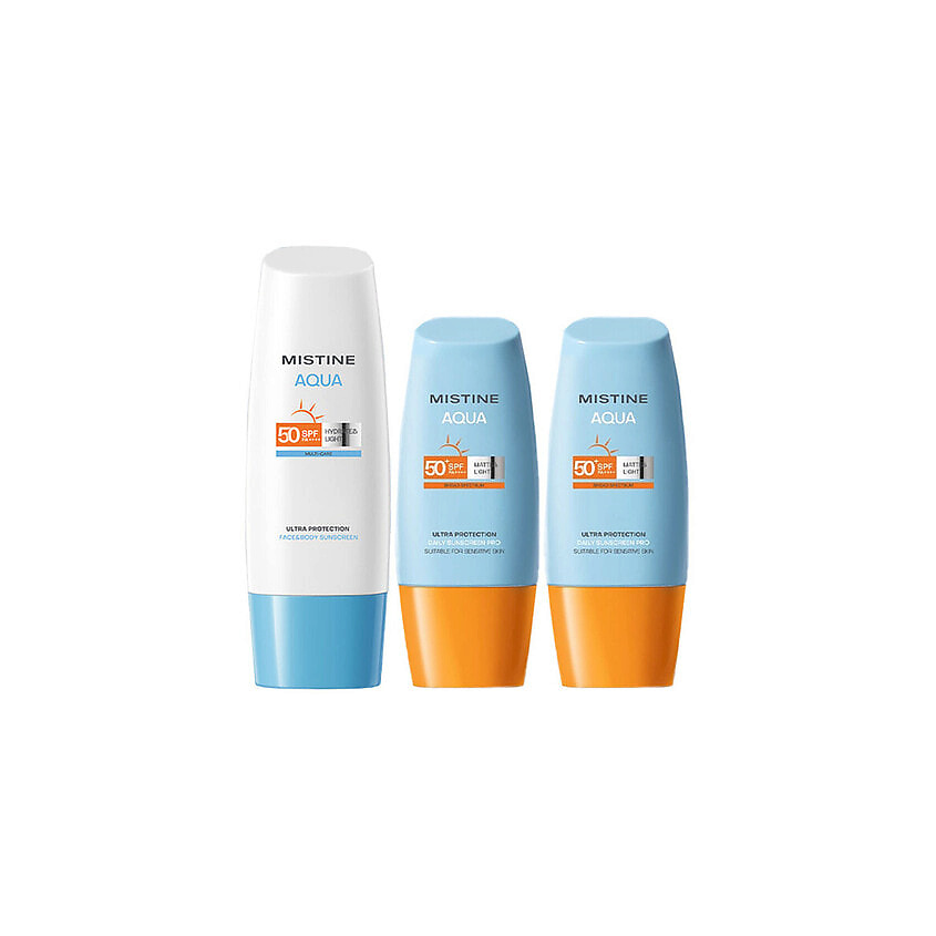 Изображение товара MISTINE Набор солнцезащитных средств Hydrated And Clear SPF50+PA++++, 40 мл + 40 мл + 70 мл