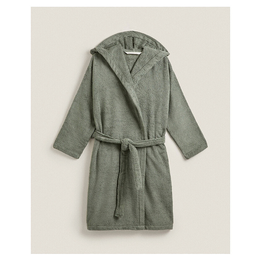 Изображение товара Зеленый хлопковый халат с капюшоном ZARAHOME 360 г/м², размер S