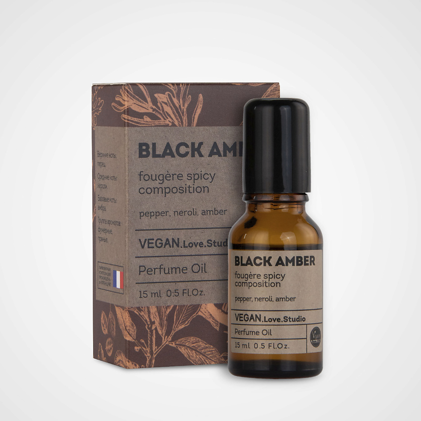 Изображение товара VEGAN.LOVE.STUDIO Парфюмерное масло для тела Black Amber перец амбра нероли, 15 мл