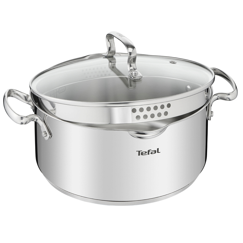 Изображение товара Кастрюля TEFAL Duetto+ 2л 18см с крышкой и мерной шкалой, нержавеющая сталь