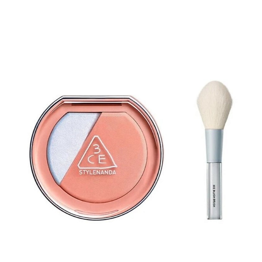 Изображение товара 3CE Набор: Румяна и хайлайтер Blushlighter + Кисть для румян Blush Brush, CORAL FLUSH
