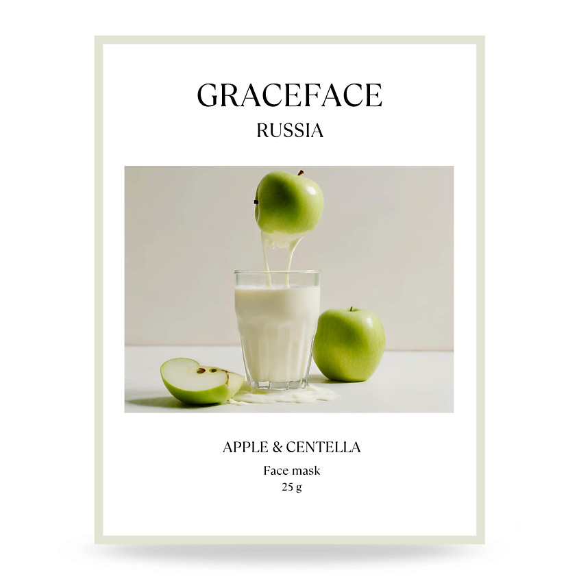 Изображение товара GRACE FACE Тканевая маска для лица увлажняющая с экстрактом яблока и центеллы, с экстрактом яблока и центеллы 1 шт