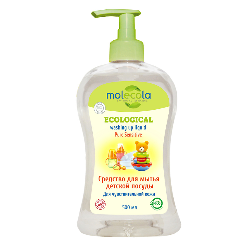 Изображение товара Экологический гель для мытья посуды MOLECOLA Pure Sensitive 500 мл для детей и овощей