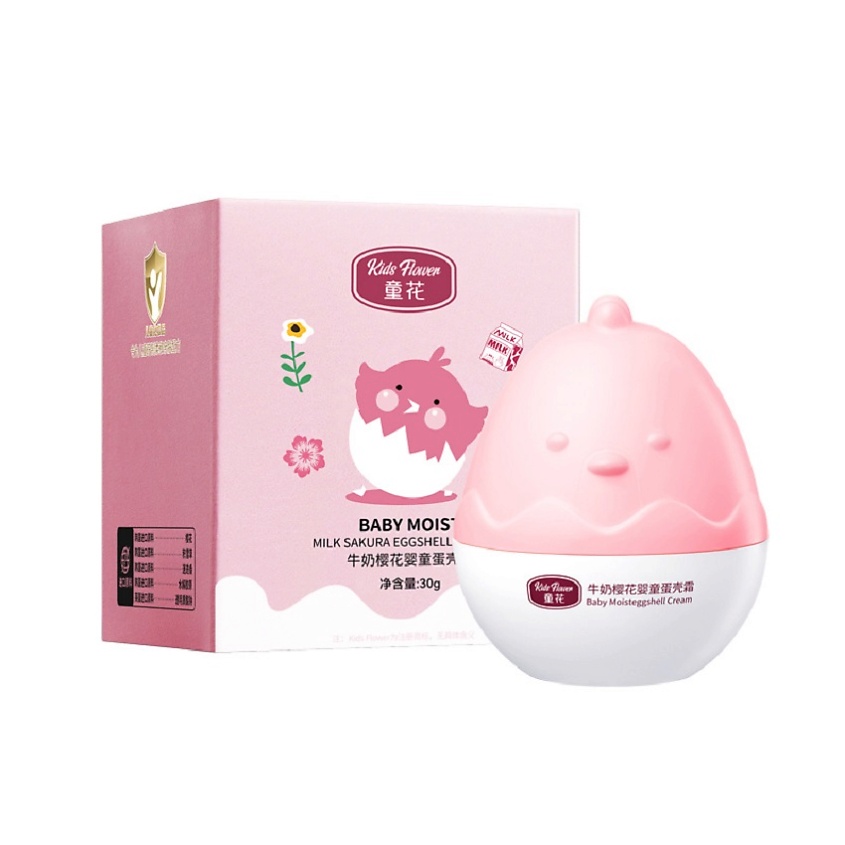 Изображение товара KIDS FLOWER Детский крем увлажняющий из яичной скорлупы с молоком и цветками вишни, 30 гр