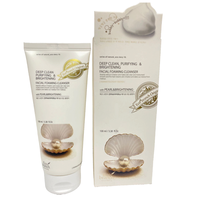 Изображение товара ECOBRANCH Глубокоочищающая пенка с экстрактом жемчуга, 100 мл