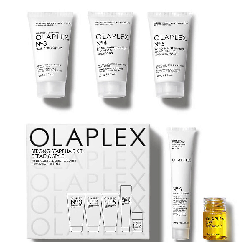 Изображение товара OLAPLEX Набор Strong Start Hair Kit, 30 мл + 30 мл + 30 мл + 20 мл + 7,5 мл