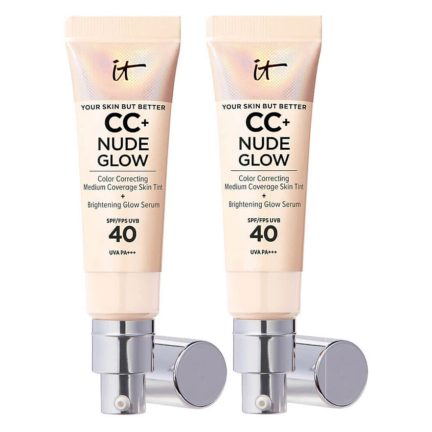 Изображение товара IT COSMETICS Тональный крем с сияющим финишем Nude Glow CC Cream Duo SPF40, 2 шт, Light Medium