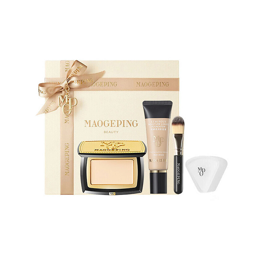 Изображение товара MAOGEPING Хайлайтер с кистью High Gloss Powder Cream + тональный крем + спонж, 5 г + 20 мл