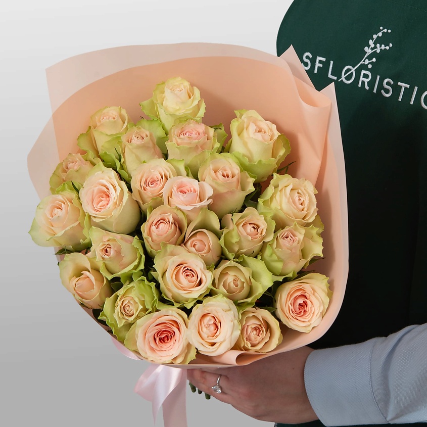 Изображение товара Букет роз Пыльный персик 15 шт из Кении