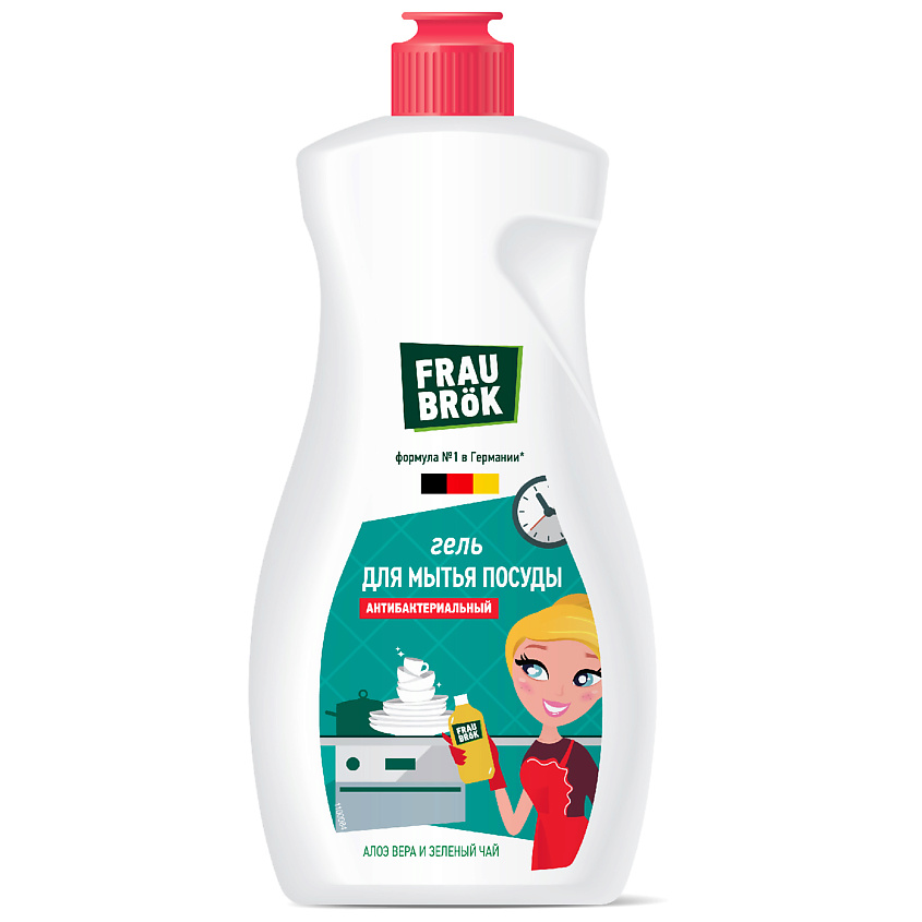 Изображение товара FRAU BRÖK Гель для мытья посуды Алоэ вера и Зеленый чай Frau Brök, 500 мл