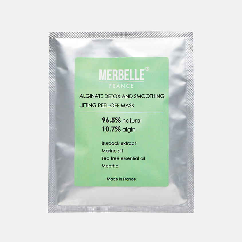 Изображение товара MERBELLE Маска для лица альгинатная детокс, лифтинг с экстрактом лопуха, морским илом, выравнивающая, лифтинг с экстрактом лопуха, морским илом, 30 г