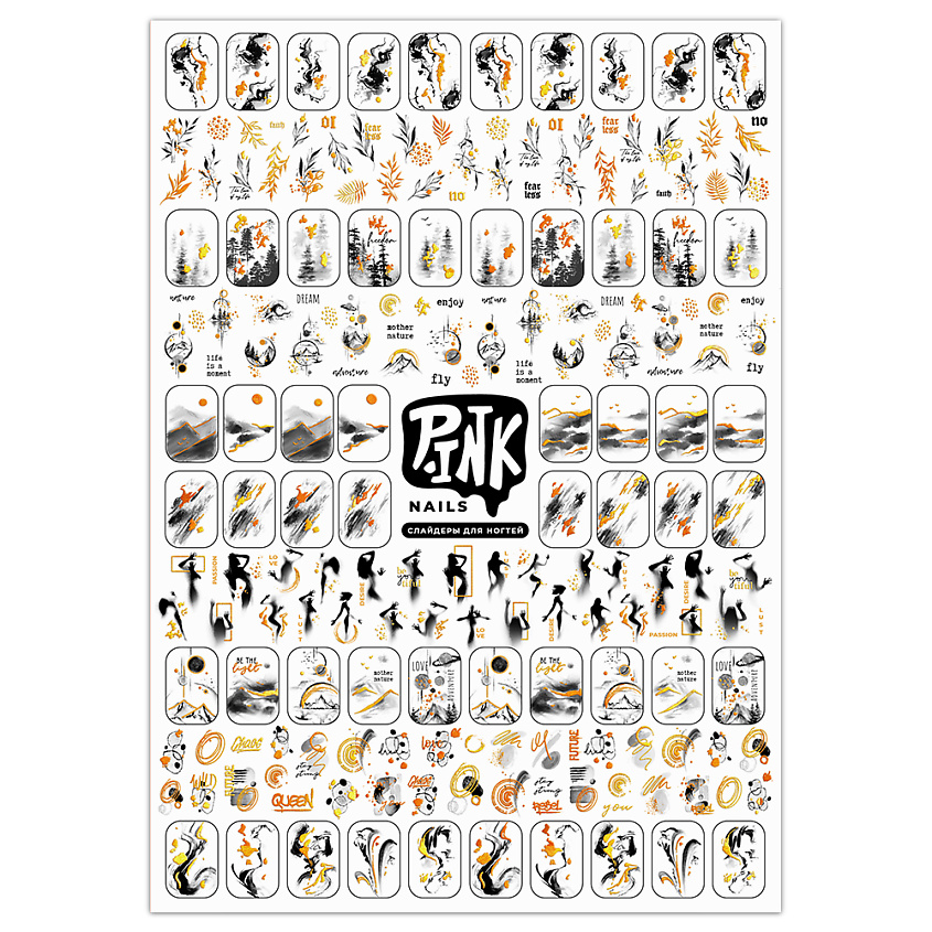 Изображение товара Слайдеры для ногтей P.INK Черно-золотая акварель фольга 1 шт.