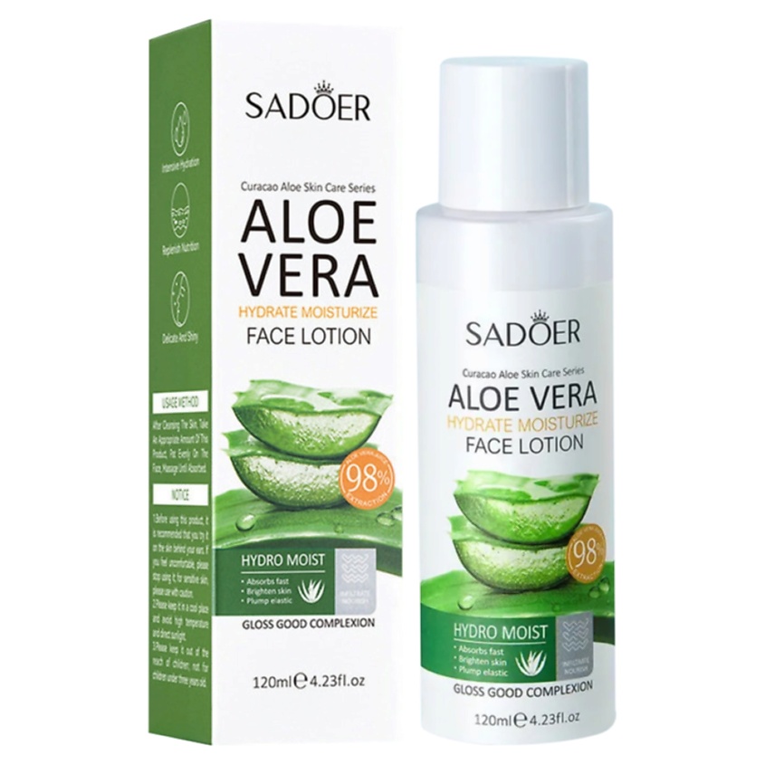 Изображение товара SADOER Лосьон для лица увлажняющий и питательный с соком алоэ вера, 120 мл
