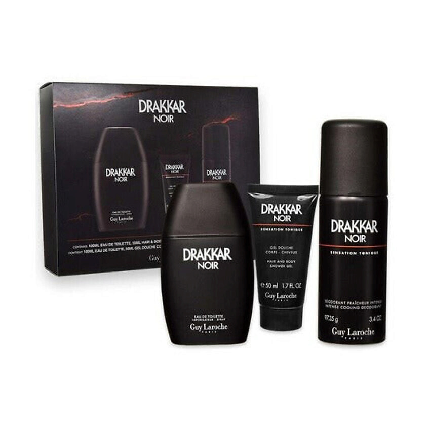 Изображение товара Парфюмерный набор Guy Laroche Drakkar Noir туалетная вода+дезодорант+гель 100 мл+150 мл+50 мл