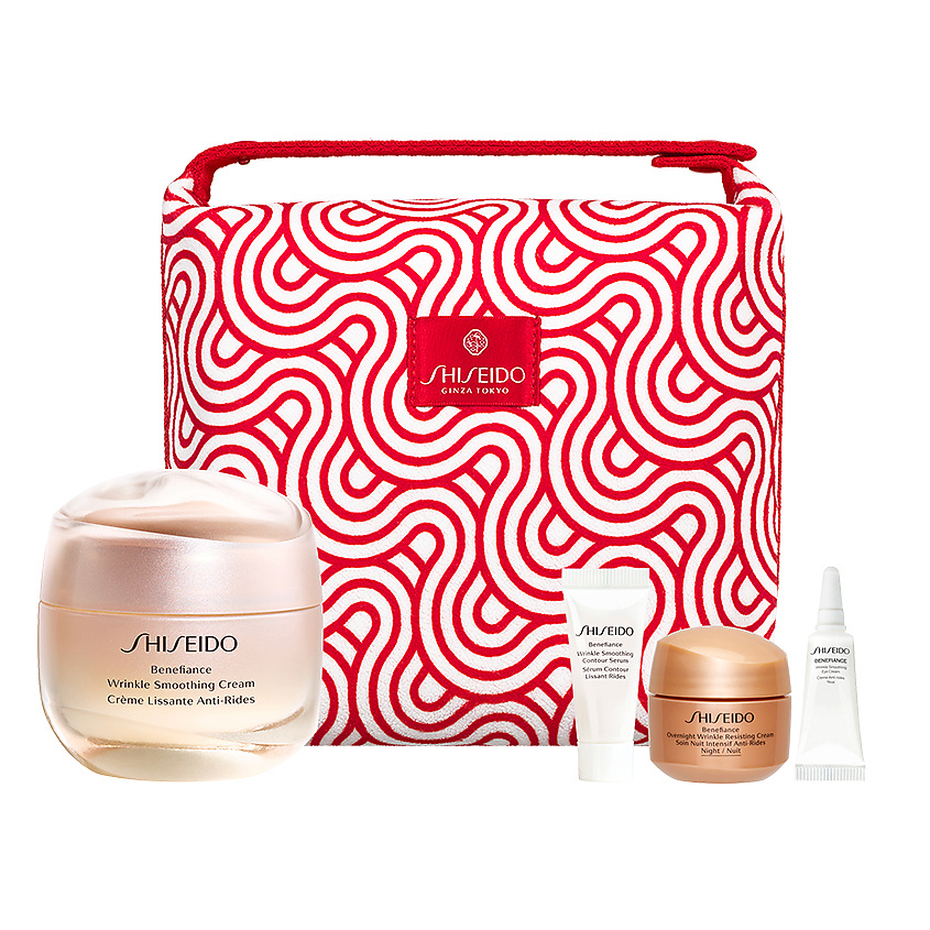 Изображение товара SHISEIDO Набор с кремом, разглаживающим морщины Benefiance в косметичке, 50 мл + 5 мл + Крем 15 мл + Крем 3 мл + Косметичка