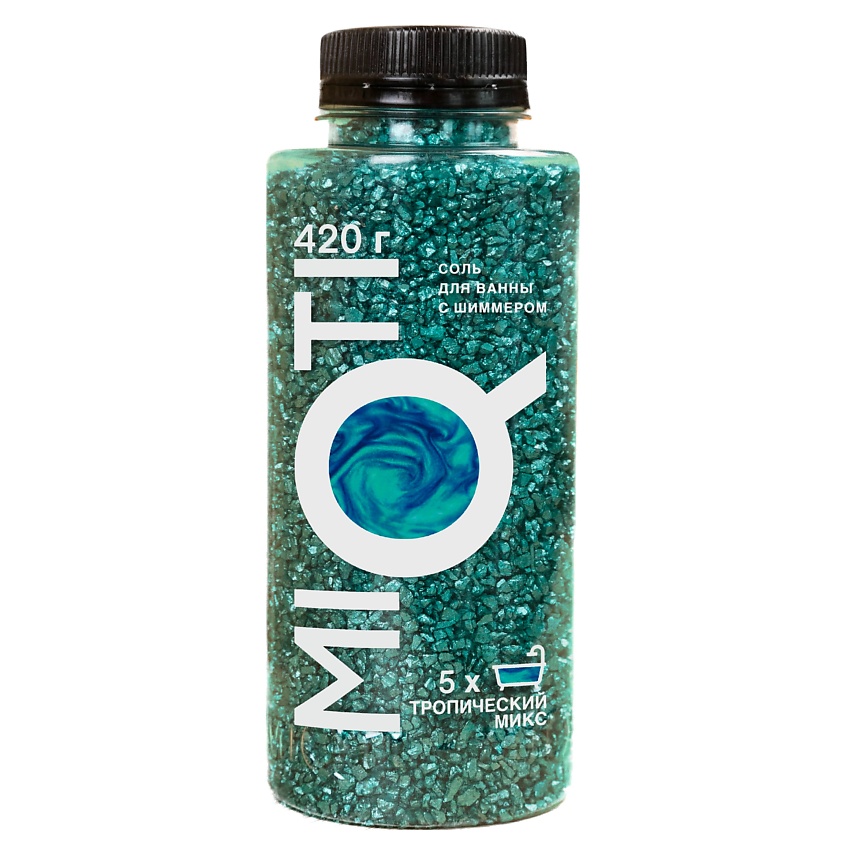 Изображение товара MIQTI Соль для ванн цветная с шиммером и ароматом Тропический микс 420 г