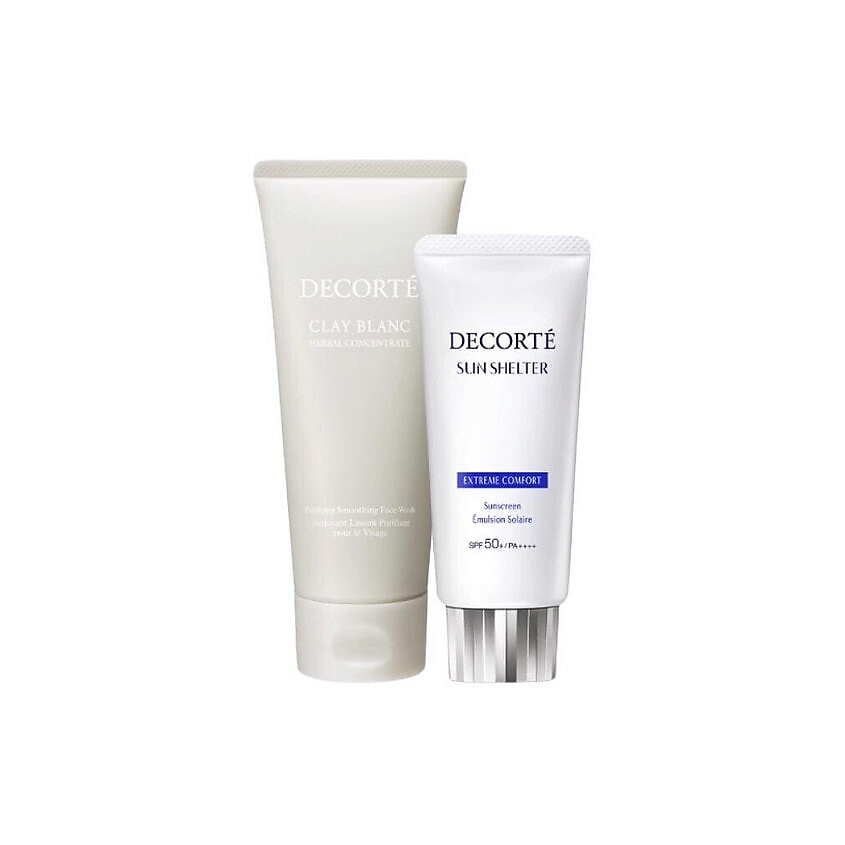 Изображение товара DECORTÉ Набор солнцезащитных средств Sets Cleaning UV Protection, многофункциональный солнцезащитный лосьон 60 г + очищающее средство с экстрактом белой глины 170 г