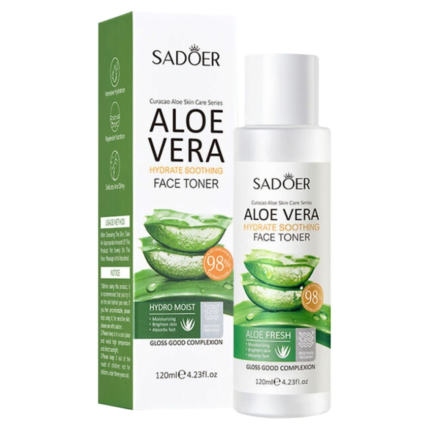 Изображение товара SADOER Тонер для лица увлажняющий и питательный с соком алоэ вера, 120 мл