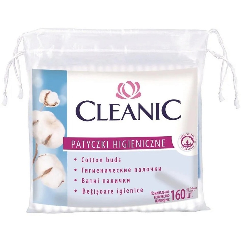 Изображение товара CLEANIC Гигиенические ватные палочки 160 шт экологичная упаковка для взрослых и детей