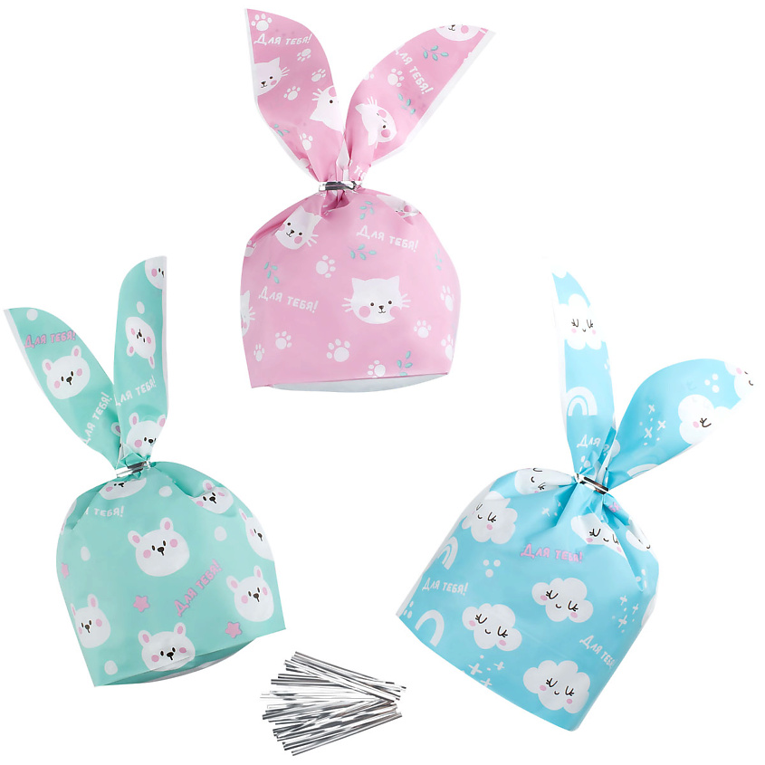 Изображение товара Набор детских подарочных пакетов Funny pattern 30 штук полиэтилен