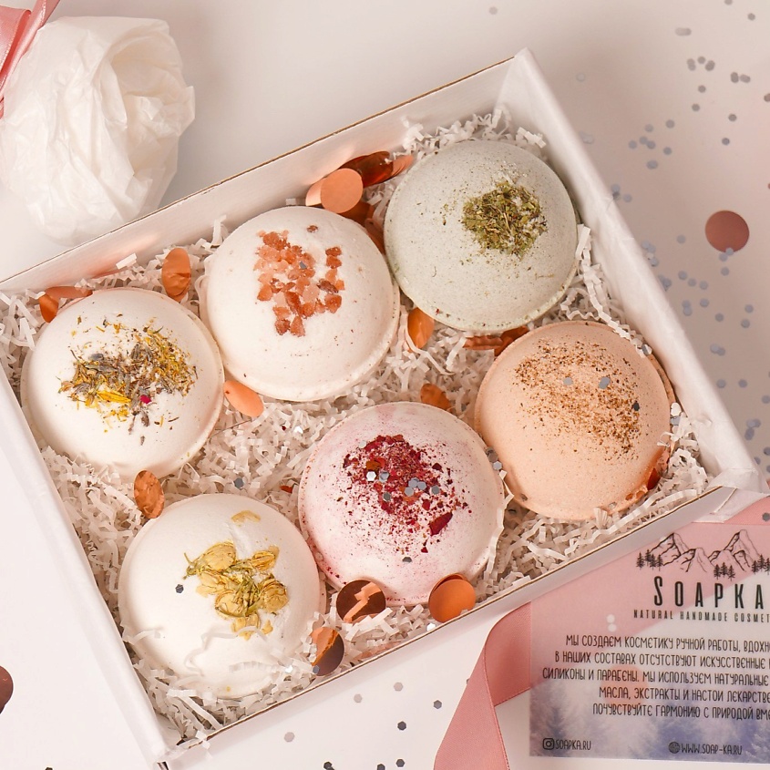 Изображение товара SOAPKA NATURAL HANDMADE COSMETICS Подарочный набор бомбочек для ванны, 1 шт.