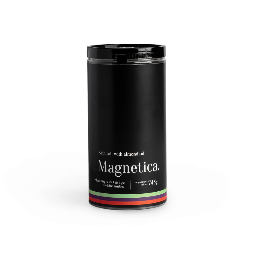 Изображение товара MAGNETICA. Магниевая соль для ванны с миндальным маслом "Лемонграсс, Виноград, Белая Амбра", 745 г