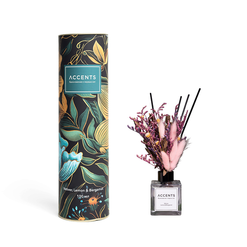 Изображение товара ACCENTS ВДОХНОВЕНИЕ С ПЕРВЫХ НОТ Парфюм для дома с сухоцветами Vetiver, Lemon & Bergamot, 100