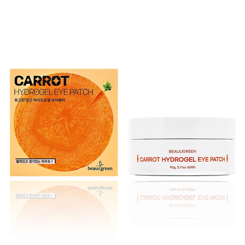 Изображение товара BEAUUGREEN Патчи для глаз гидрогелевые с экстрактом моркови для упругости кожи, 60 шт