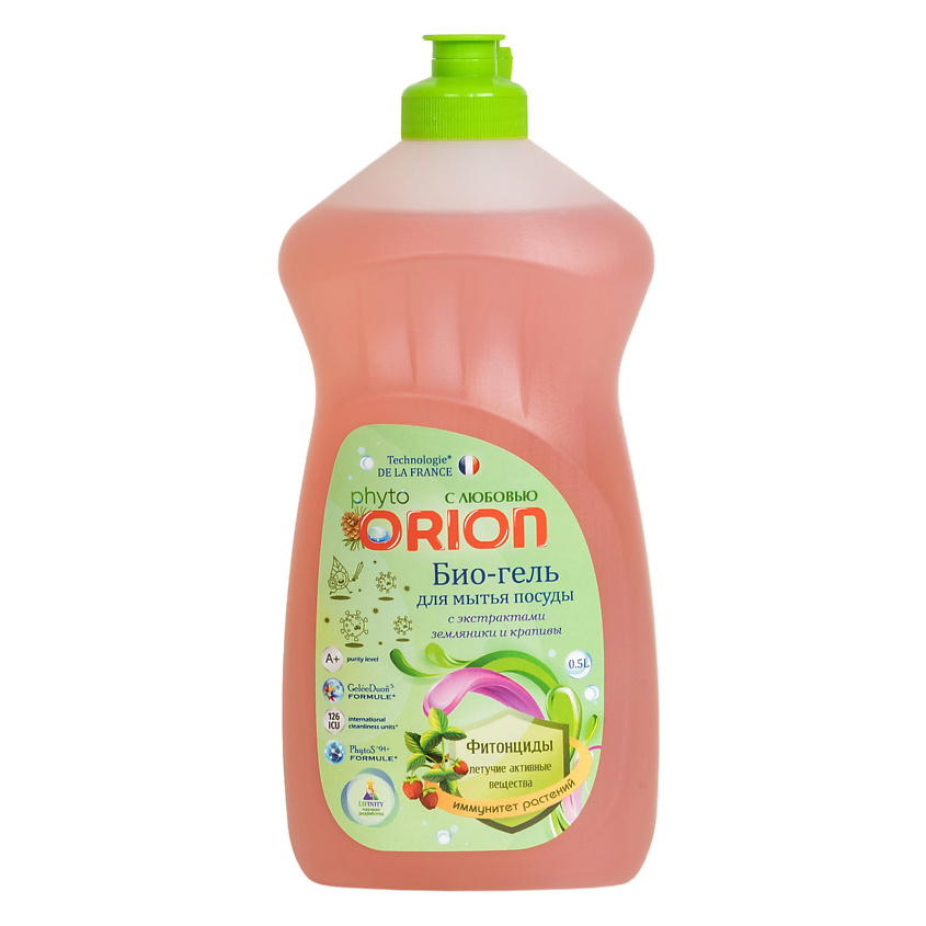 Изображение товара ORION Фито-Гель для мытья посуды Крапива и Земляника 500 мл натуральное средство