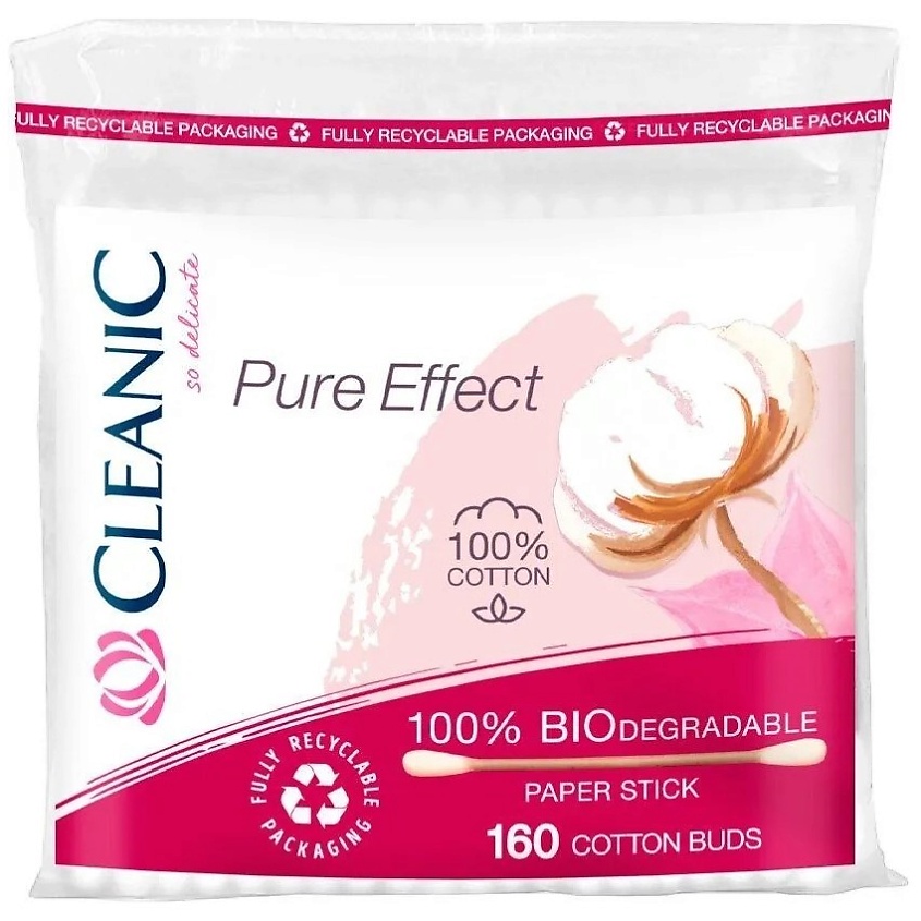 Изображение товара CLEANIC Pure Effect гигиенические ватные палочки, 160 шт.