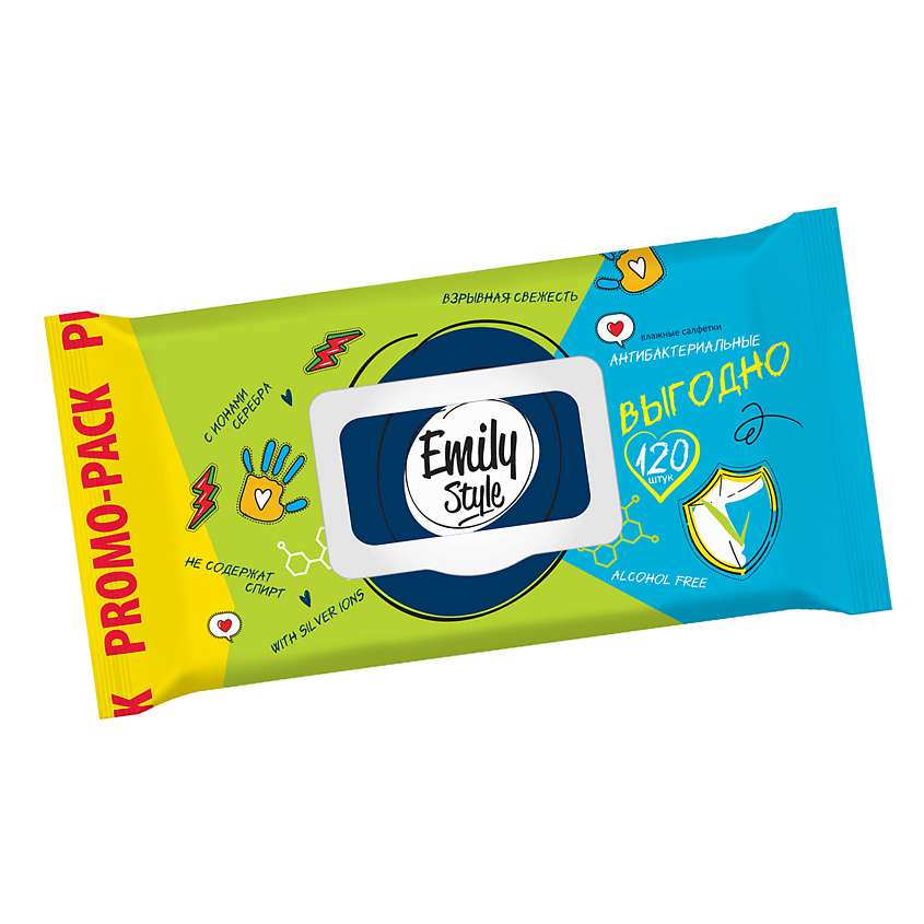 Изображение товара EMILYSTYLE САЛФЕТКИ ВЛАЖНЫЕ АНТИБАКТЕРИАЛНЫЕ, 1 шт.