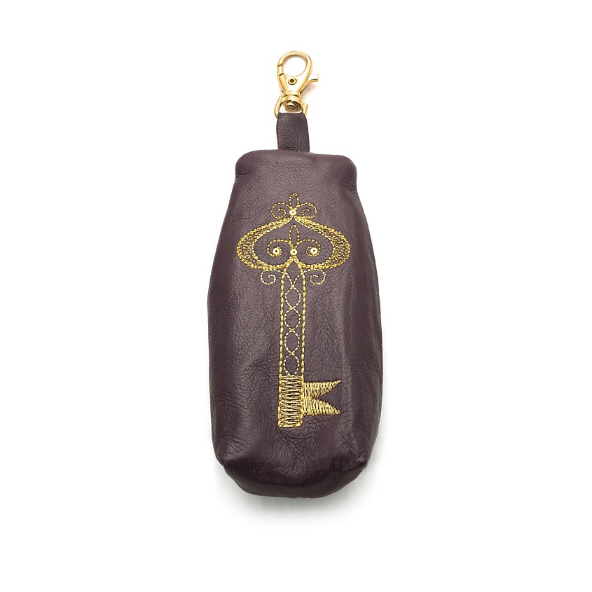 Изображение товара Ключница кожа натуральная модель 534-2 фиолетовая с золотой вышивкой