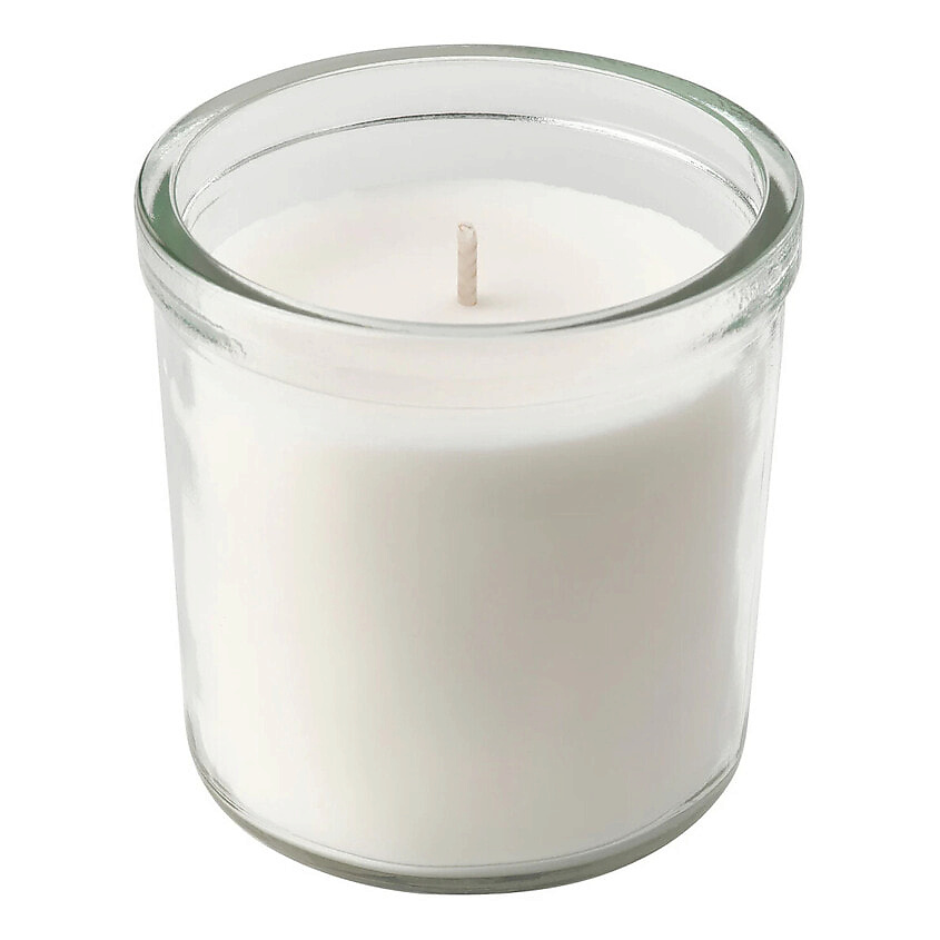 Изображение товара IKEA Ароматическая свеча с запахом свежевыстиранного белья TRÅDCYPRESS, Белый