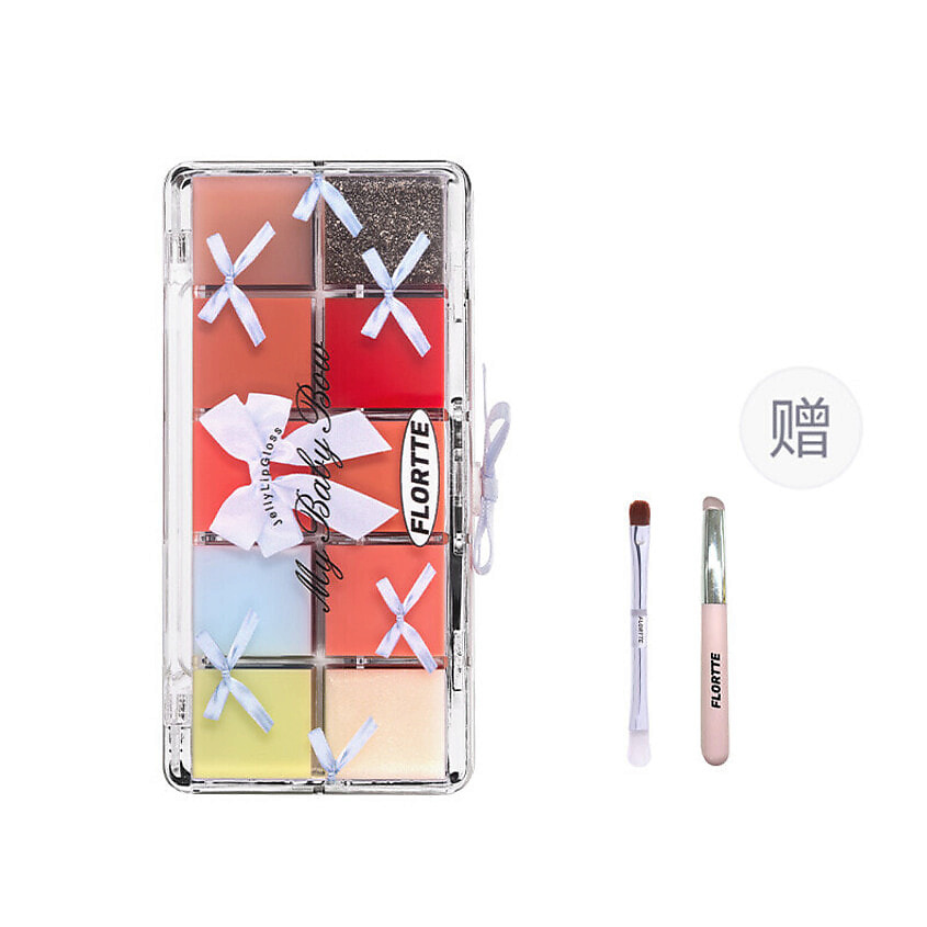 Изображение товара FLORTTE Палетка блесков для губ My Baby Bow Series 10-Color Jelly Lip Gloss Palette, No. 01