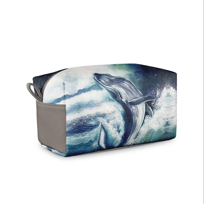 Изображение товара Женская кожаная косметичка МАХАОН с вместительным отделением синяя и серая