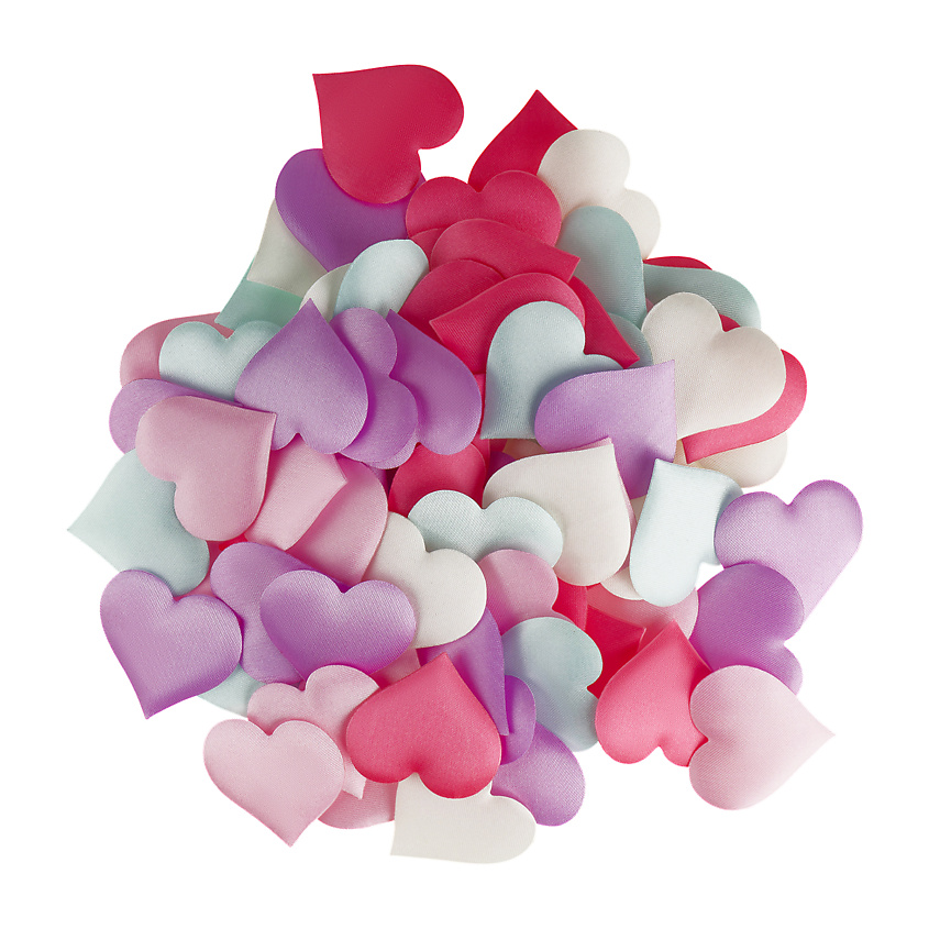 Изображение товара Набор из 100 текстильных сердечек Bright hearts для украшения подарков
