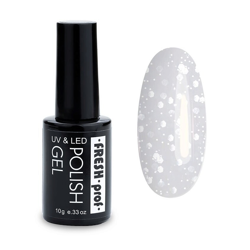 Изображение товара FRESH PROF Гель лак для ногтей Smuzy, №07 Прозрачный с белыми хлопьями