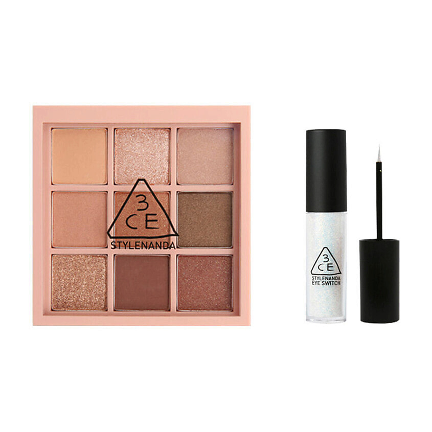 Изображение товара 3CE Набор: Палетка теней для век Multi Eye Color Palette + Блестящая подводка для глаз Eye Switch, OVERTAKE + STUCK