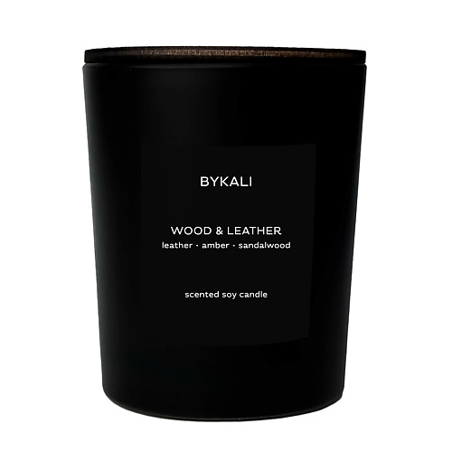 

BYKALI Свеча ароматическая "Кожа и древесина" с деревянным фитилем в стакане с крышкой 250, Свеча ароматическая "Кожа и древесина" с деревянным фитилем в стакане с крышкой