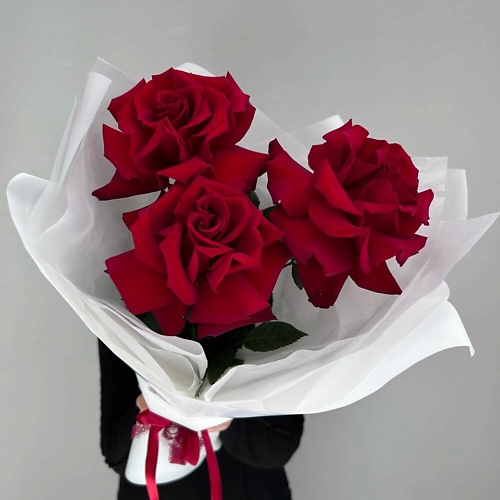 

ДАРИ ЦВЕТЫ Букет красная французская роза. 3 шт, Букет красная французская роза. 3 шт