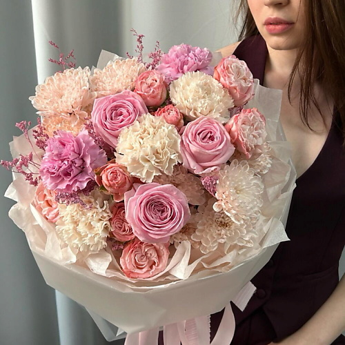 

ДАРИ ЦВЕТЫ Букет с пионовидными розами круглый, Букет с пионовидными розами круглый