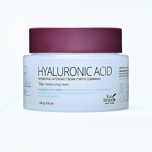 

ECOBRANCH Интенсивно увлажняющий крем с гиалуроновой кислотой 100, Интенсивно увлажняющий крем с гиалуроновой кислотой