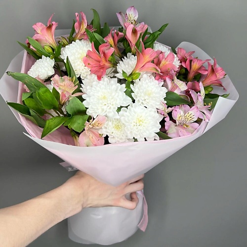 

ДАРИ ЦВЕТЫ Букет с хризантемой и альстромерией, Букет с хризантемой и альстромерией