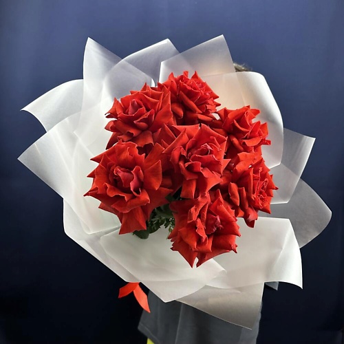 

ДАРИ ЦВЕТЫ Букет красных Французских Роз 7 штук, Букет красных Французских Роз 7 штук