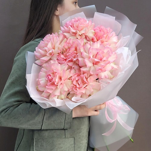 

ДАРИ ЦВЕТЫ Розы розовые ажурные 7 шт, Розы розовые ажурные 7 шт