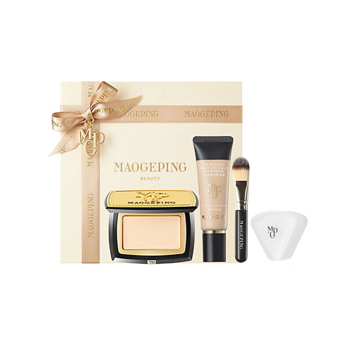 

MAOGEPING Хайлайтер с кистью High Gloss Powder Cream + тональный крем + спонж, Хайлайтер с кистью High Gloss Powder Cream + тональный крем + спонж